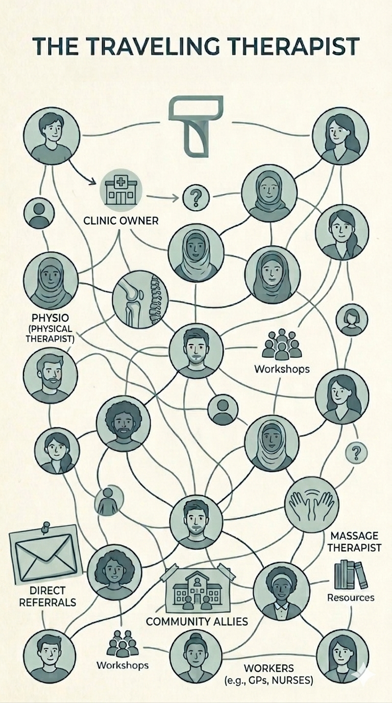 Illustration of interconnected people nodes representing a network