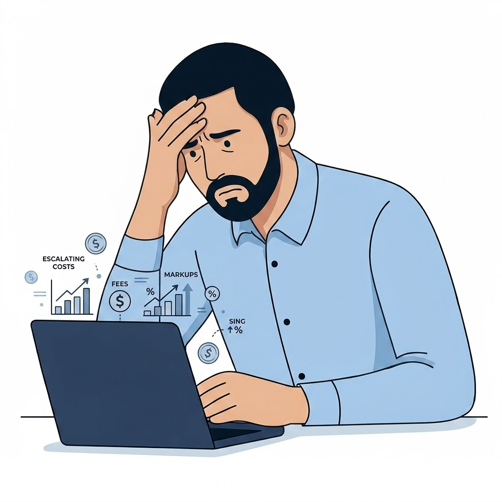 Illustration of a stressed man